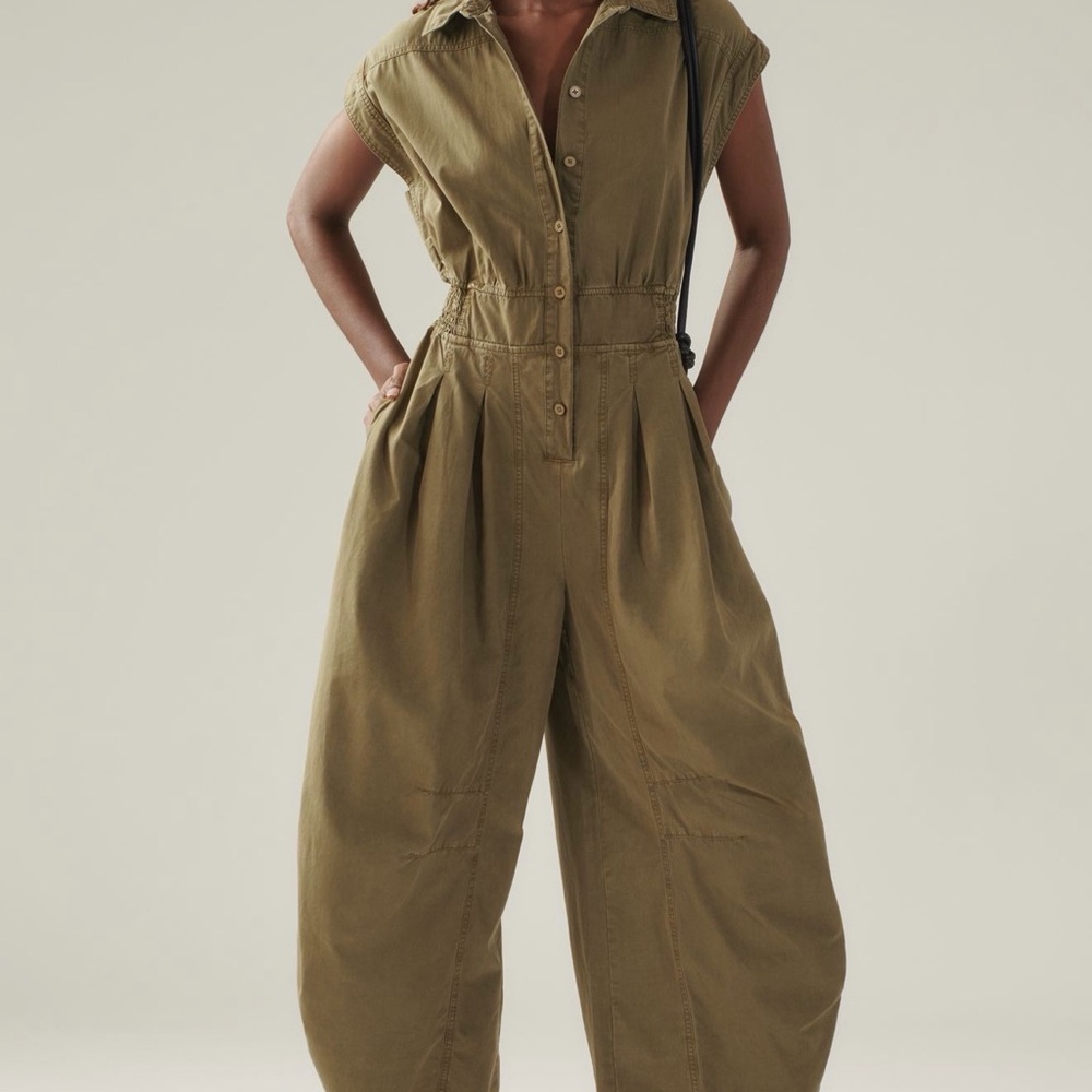 Anthropologie Olive Green Utility Jumpsuit